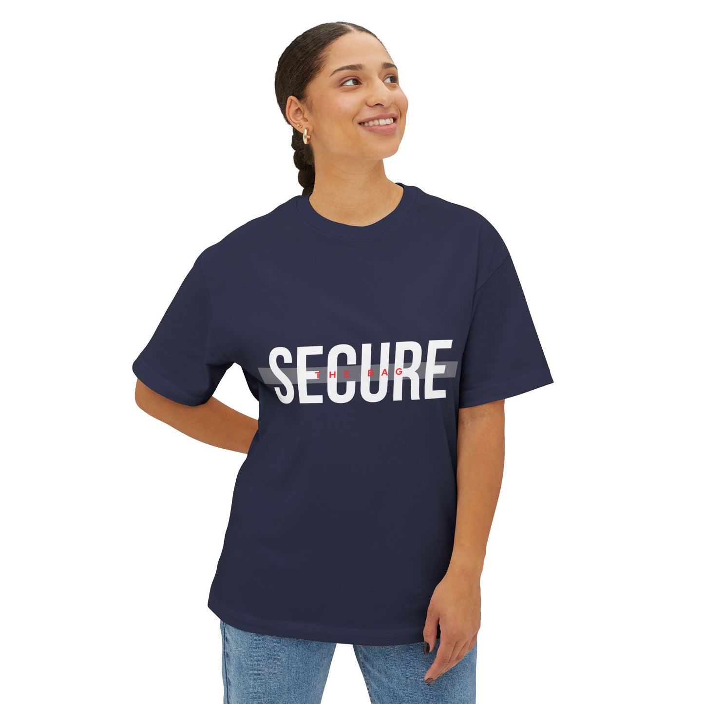 Secure The Bag - Unisex Oversized Boxy Tee, Casual Graphic T-Shirt, Statement Tee, Relaxed Fit Top, Perfect Gift for Teens