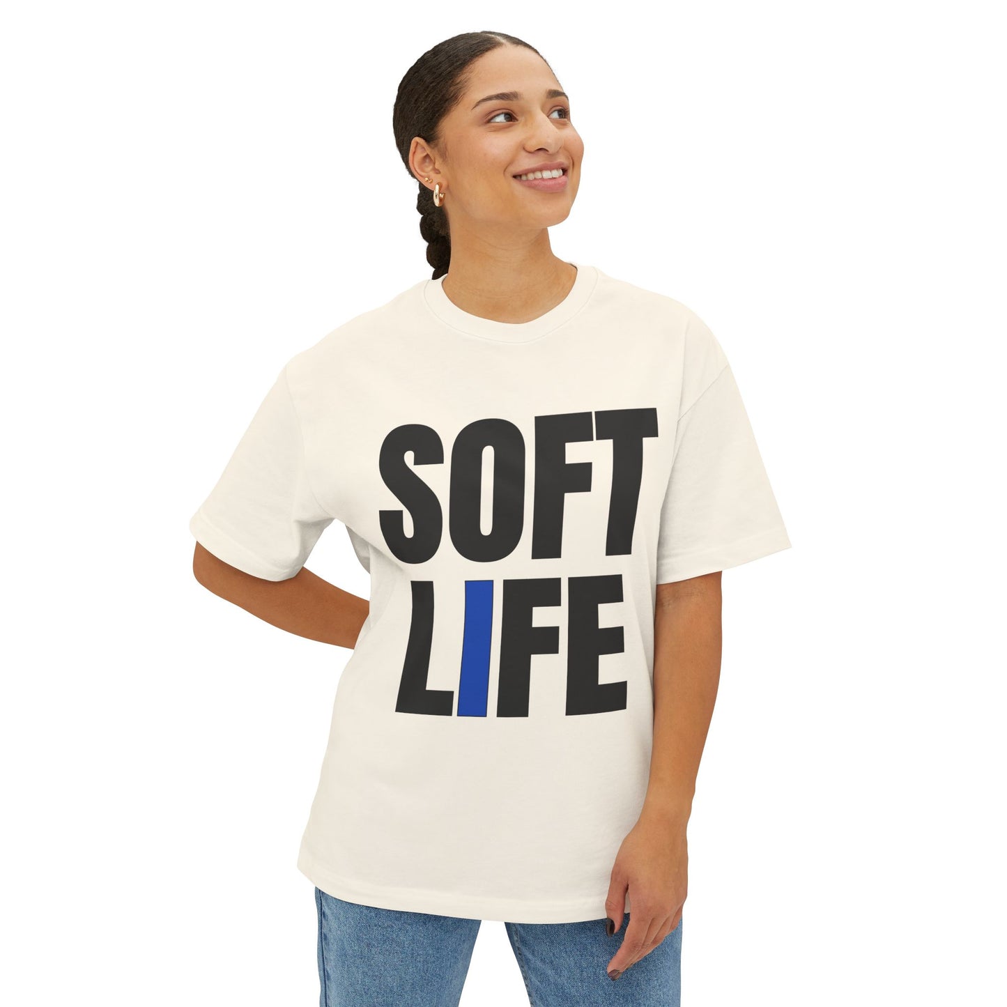 Soft Life Unisex Boxy Tee, Oversized Graphic Shirt, Casual Wear, Street Style, Gifts for Him/Her, Weekend Outfit