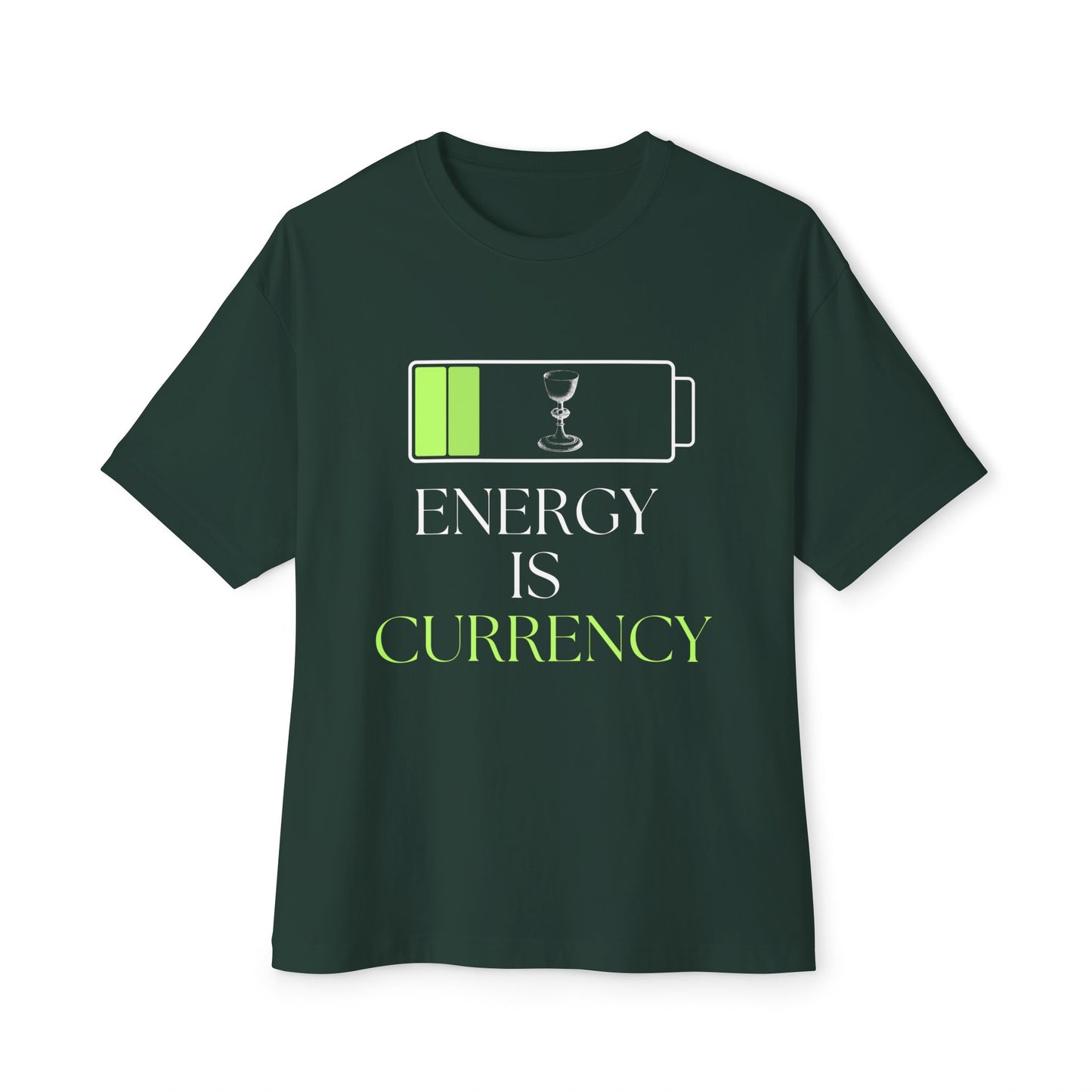 Currency Is Energy - Unisex Oversized Boxy Tee, Casual Wear, Gift for Friends, Motivational Shirt, Streetwear Style