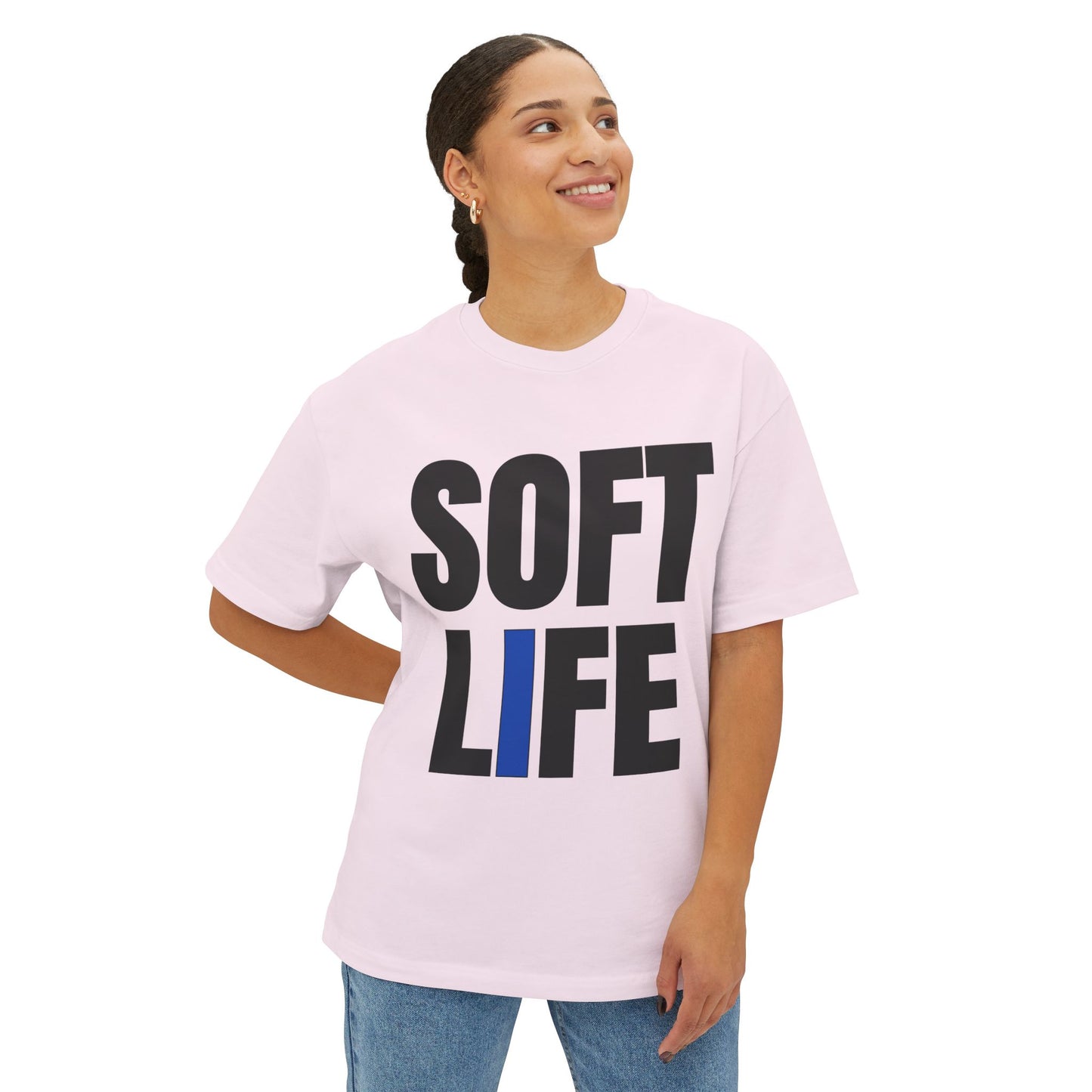 Soft Life Unisex Boxy Tee, Oversized Graphic Shirt, Casual Wear, Street Style, Gifts for Him/Her, Weekend Outfit