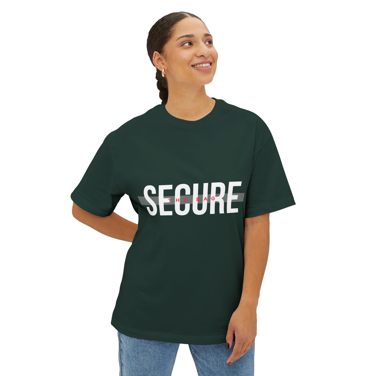 Secure The Bag - Unisex Oversized Boxy Tee, Casual Graphic T-Shirt, Statement Tee, Relaxed Fit Top, Perfect Gift for Teens