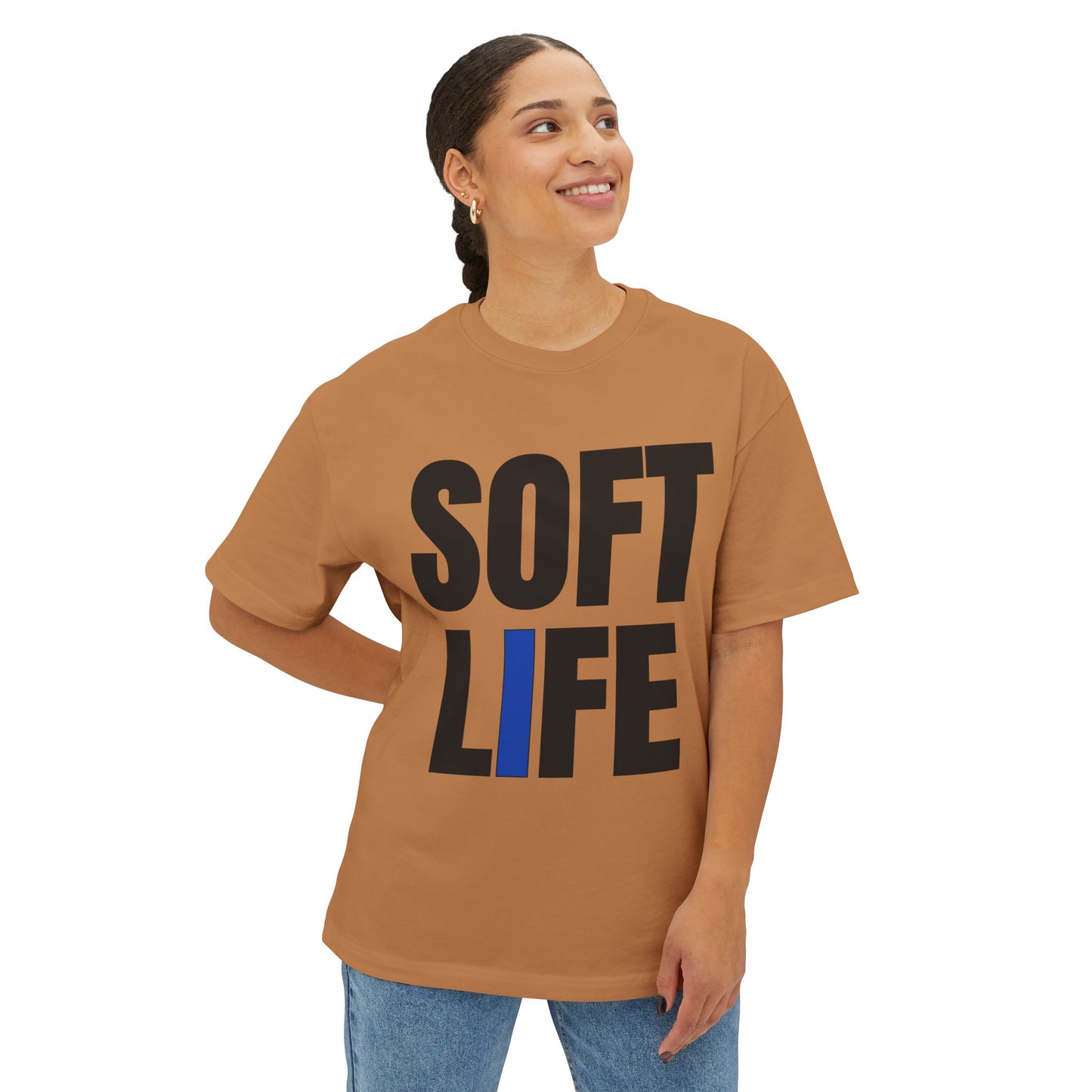 Soft Life Unisex Boxy Tee, Oversized Graphic Shirt, Casual Wear, Street Style, Gifts for Him/Her, Weekend Outfit