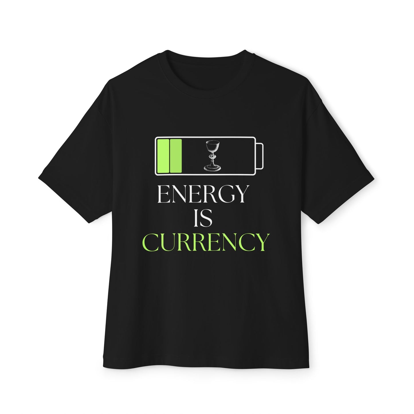 Currency Is Energy - Unisex Oversized Boxy Tee, Casual Wear, Gift for Friends, Motivational Shirt, Streetwear Style