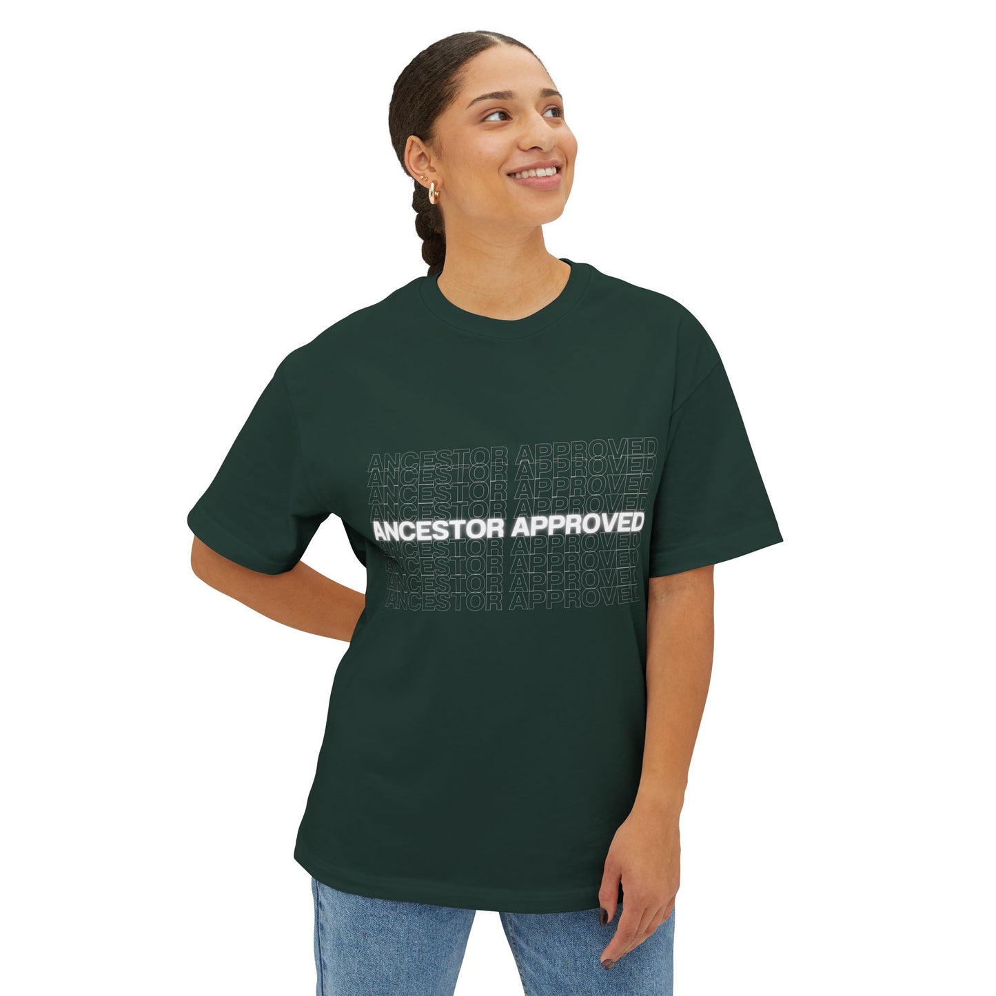 Ancestor Approved - Unisex Oversized Boxy Tee - Cozy Everyday Wear, Casual Fashion, Perfect for Relaxation, Gift for Her/Him, Summer Essential